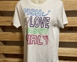 Next Level Apparel Fish Love Sassy Girls Graphic T-Shirt Woman&#39;s Size XL... - $14.85