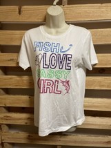 Next Level Apparel Fish Love Sassy Girls Graphic T-Shirt Woman&#39;s Size XL... - $14.85