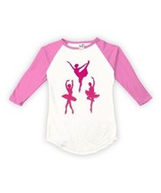 Urban Smalls White &amp; Hot Pink Ombré Ballerinas Fitted Raglan Tee Size 10Y - £14.20 GBP