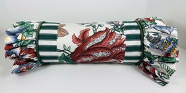 Corded Floral Fabric Custom Bolster Neck Roll Accent Pillow 5th Ave Designs  - £15.62 GBP