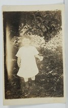 RPPC Adorable Young Girl Picking Flowers in Woods Real Photo c1908 Postcard O10 - £10.92 GBP