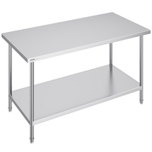 VEVOR Stainless Steel Adjustable Work Table 30x60x34 in, 2 Storeys, 910 ... - $298.99