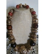 Semi-Precious Stone &amp; Beaded Necklace With Earrings ~ Multi Colored ~ Ne... - £17.55 GBP