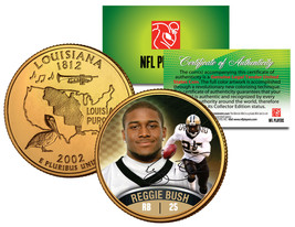 REGGIE BUSH Colorized Louisiana Statehood US Quarter 24K Gold Plated Coi... - £6.84 GBP