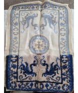 Vtg Latch Hooked Oriental Theme Dragons Rug Hanging  30X42 Partial Complete - £139.96 GBP