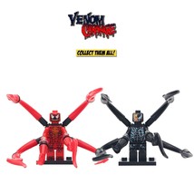2pcs/set Spider-Man Venom &amp; Carnage Symbiote Toxin Moc Minifigures Block - £6.29 GBP
