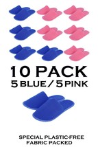 Gender Reveal Party Pack 5 Pairs Blue 5 Pairs Red Disposable Men Women Slippers - £14.14 GBP