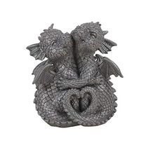 Romantic Valentines Baby Garden Dragons Cuddling Tight Statue 5.25 Tall - $20.98