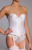 Q-T Bridal Strapless Satin White 40C Brasselette Torso Corset Bustier W/ GARTERS - $18.69