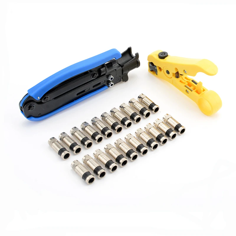 Coaxial Cable Crimping Pliers Set Wire Stripping Tool Kit RG6/RG59 TV Cold - $30.67+