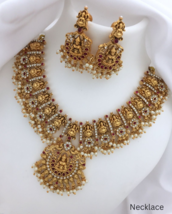 Indian Bollywood Style Gold Plated Simulated Ruby Choker Necklace Jewelry Set - £30.04 GBP