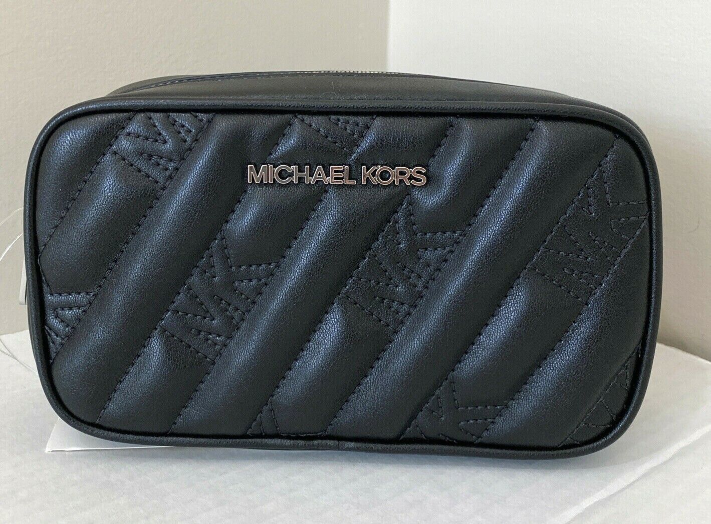 New Michael Kors Rose Belt Bag Quilted Vegan Leather Black - $60.36