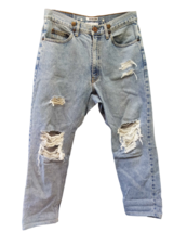 ONE TEASPOON Mens Distressed Jeans Vintage Braced Saints Light Blue Size S 17587 - £46.06 GBP