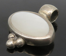 925 Sterling Silver - Vintage Inlaid Mother Of Pearl Bubble Pendant - PT11738 - £30.20 GBP
