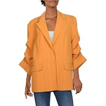 $99 Danielle Bernstein Womens Woven 3/4 Sleeves Two-Button Blazer Orange... - $30.64