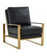 LeisureMod Jefferson Leather Accent Armchair with Elegant Gold Frame Mod... - €507,87 EUR