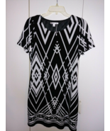 NICO LA LADIES SS BLK/WHITE LINED STRETCH PULLOVER KNIT DRESS-M-NWOT-CUT... - £17.32 GBP