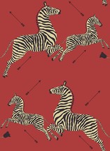 Scalamandre Scs3869 Masai Zebra Safari Self Adhesive Wallpaper, Red - £37.26 GBP