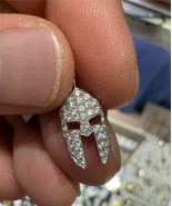 14k white gold spartan mask natural diamond men&#39;s pendant 0.50ctw - $1,946.43 CAD