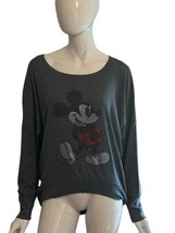 Disney Parks Shirt Women&#39;s Medium Rhinestone Embellished Mickey Mouse Sw... - £22.83 GBP