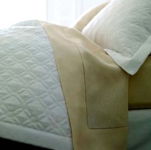 Sferra Nicola Standard Pillow Sham Italian Linen Ice Blue Octagonal Quilt New - $35.90