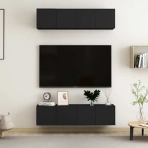 TV Cabinets 4 pcs Black 60x30x30 cm Engineered Wood - £81.30 GBP