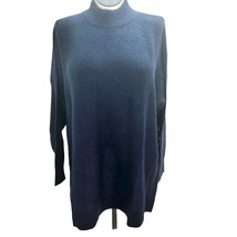 Ellos Womens 1X  22-24 Dk Blue Mock Neck Long Sleeve Tunic Sweater - £19.50 GBP