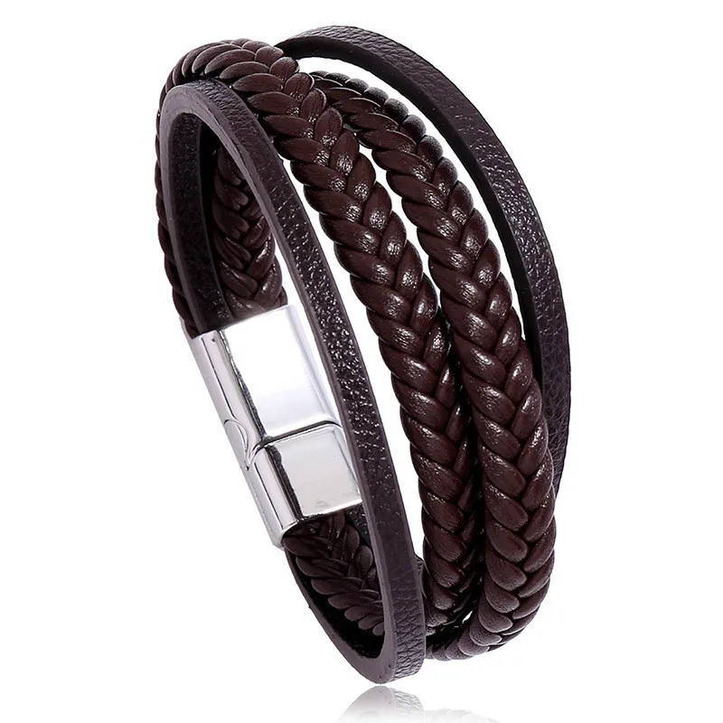 New Fashion Classic Genuine Leather Bracelet For Men Hand Charm Jewelry Multilay - £15.05 GBP