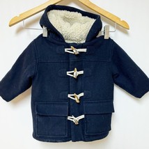 Baby Gap Boys Wool Pea Coat Toggle Sherpa with Hood Navy Blue 18-24 months - £15.65 GBP