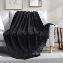 Throw Blanket For Couch, 50 X 60 Black, Acrylic Knit Woven Summer Blanket, Light - £19.73 GBP