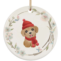 Cute Baby Poodle Dog Lover Ornament Flower Watercolor Christmas Gift Tree Decor - £11.83 GBP