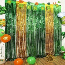 3 Pack St. Patrick Day Foil Fringe Curtains Party Decoration 3.3 X 8.2 ft Green - £15.45 GBP