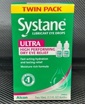 SYSTANE ULTRA Alcon Lubricant Sterile Eye Drops Twin Two 10 mL Bottles - $22.99