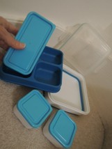 Lunch Box with Freezer Gel Tray 3 Containers Main Dish + Snap Shut Lid Bento Box - £5.79 GBP