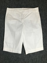 Womens Bermuda Style White Shorts Mid Rise 31x12.5 White 100% Cotton Lig... - £9.34 GBP