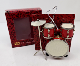 Red Drum Set Musical Instrument Ornament Christmas 3,5&quot; NEW in Box - £11.78 GBP