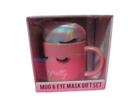 Mug And Eye Mask Gift Set Oversized Pink Mug Hey Pretty New In Gift Box - $19.75