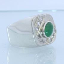 Australian Chrysoprase and Sapphires Handmade Sterling Silver Gents Ring size 10 - £82.23 GBP