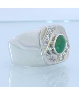 Australian Chrysoprase and Sapphires Handmade Sterling Silver Gents Ring... - £83.53 GBP
