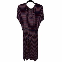Lands End Womens Navy Coral Striped Viscose Soft Stretchy Dress Plus 1X ... - £23.66 GBP