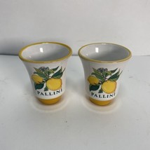 Pair Deruta Italy Pallini Shot Glasses Limoncello Italian Pottery Barware Lemons - £35.17 GBP
