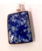 Vintage Pendant Artisan Lapis Lazuli  Marked 925 BLUE Sterling Silver Re... - £14.95 GBP