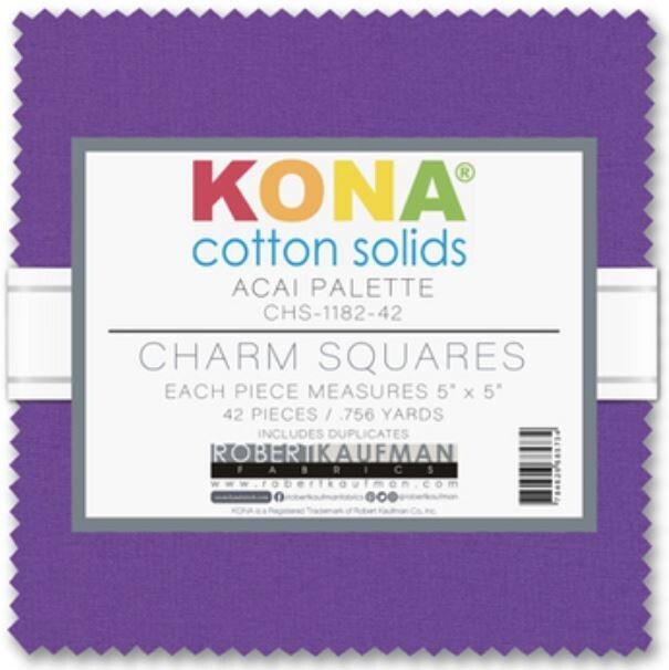 5&quot; Charm Pack Squares - Kona Cotton Solids Acai Palette Fabric Precuts M... - $10.97