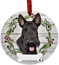 Scottish Terrier Dog Wreath Ornament Personalizable Christmas Holiday Decoration - £11.65 GBP