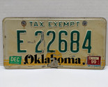 Oklahoma Is OK License Plate Tax Exempt - Expired 1999 - E 22684 - £8.49 GBP