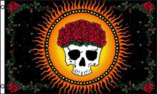GRACIOUSLY DEPARTED 3 X 5  FLAG banner FL722 SKULL AND ROSES hippie item... - $6.60