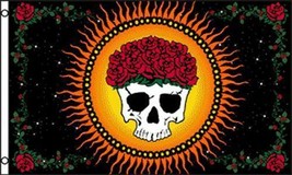 GRACIOUSLY DEPARTED 3 X 5  FLAG banner FL722 SKULL AND ROSES hippie item... - £5.27 GBP