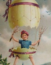 Easter Postcard Fantasy Hot Air Balloon Cracked Egg Child Germany Vintage PFB - £15.17 GBP