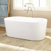 Signature Hardware Boone Freestanding Bathtub with Offset Drain - White 51-1/4&quot; - £1,080.08 GBP