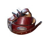 Vintage Genuine Leather Country Concho Western Brown Belt Silver 46&quot; len... - $32.13